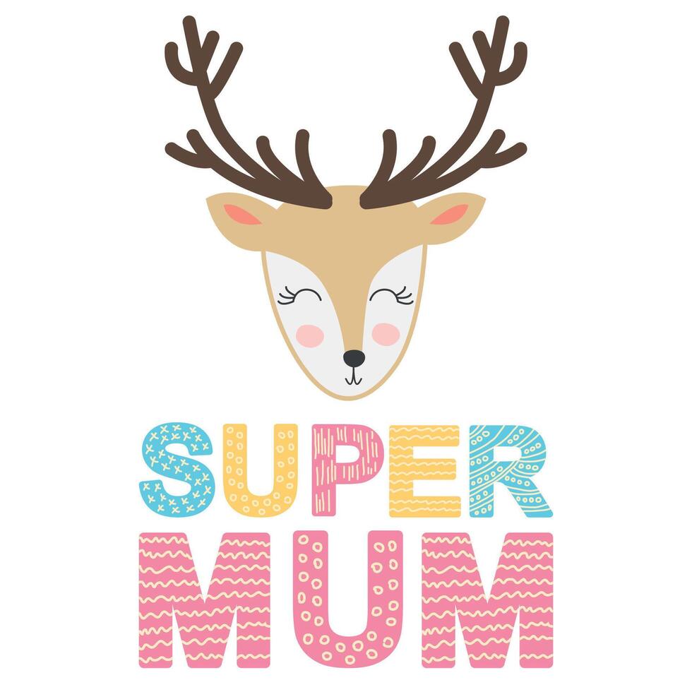 Cute face of an animal with lettering. Childish print for nursery in a Scandinavian style. baby posters, cards, clothes vector