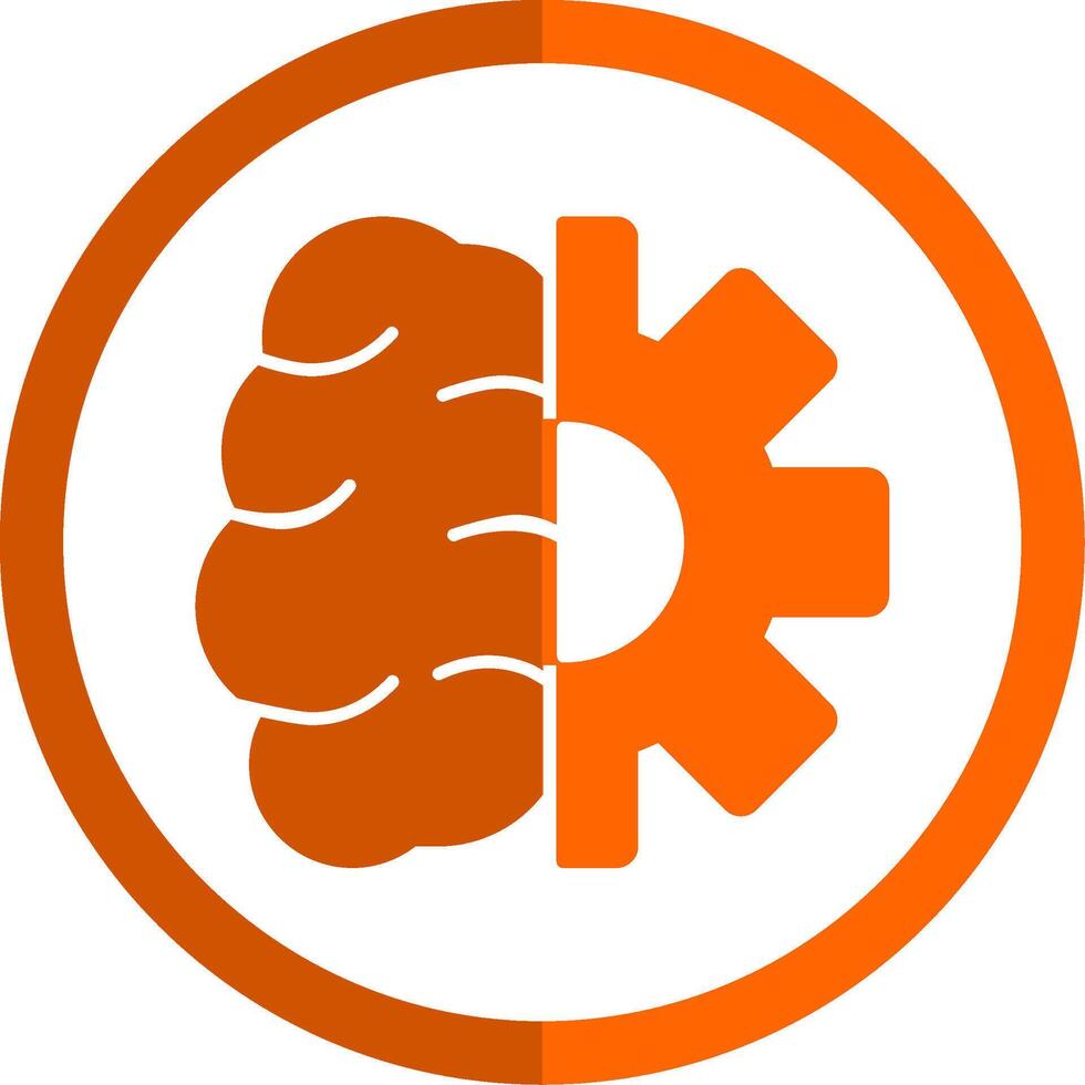 Creative Brain Glyph Orange Circle Icon vector