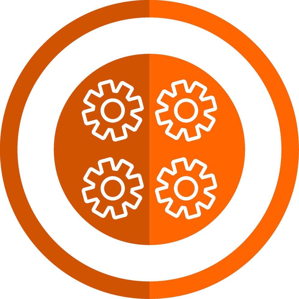 engranajes glifo naranja circulo icono vector