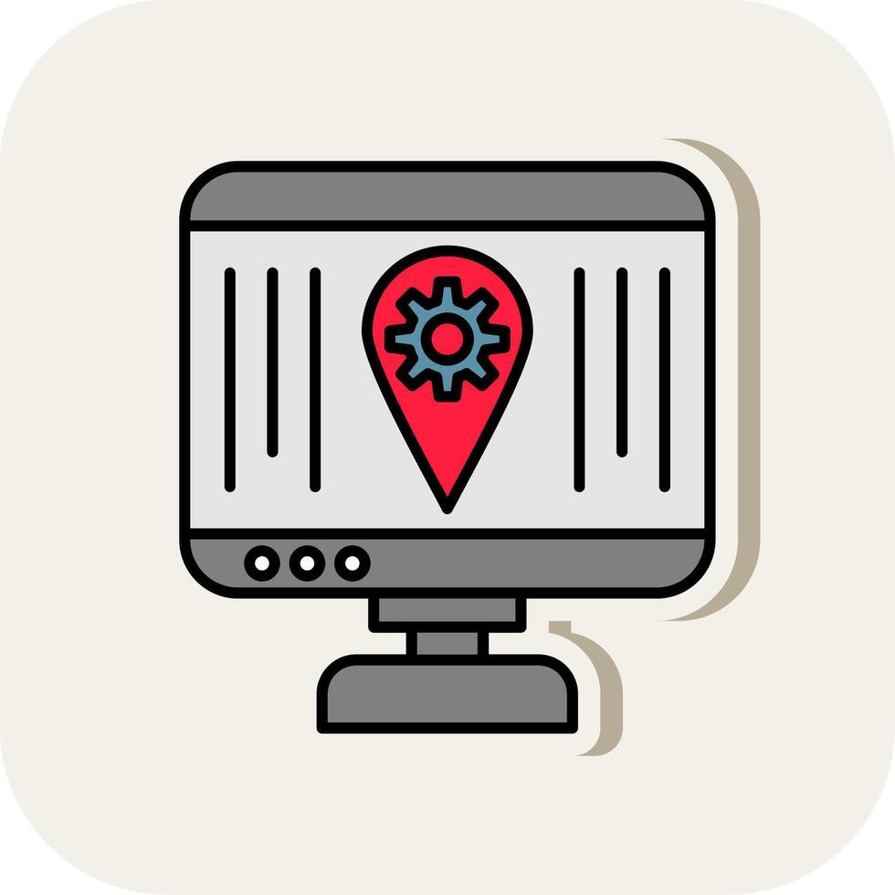 Localization Line Filled White Shadow Icon vector