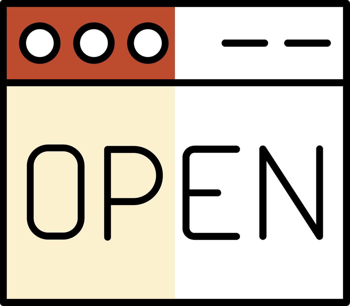 Open Filled Half Cut Icon vector