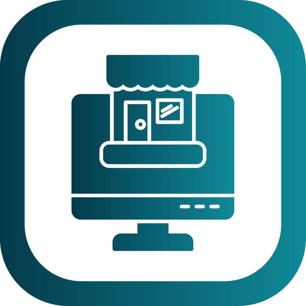 Online Shopping Glyph Gradient Round Corner Icon vector