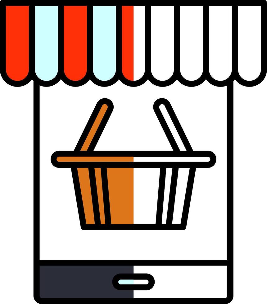 Online Shopping Filled Half Cut Icon vector