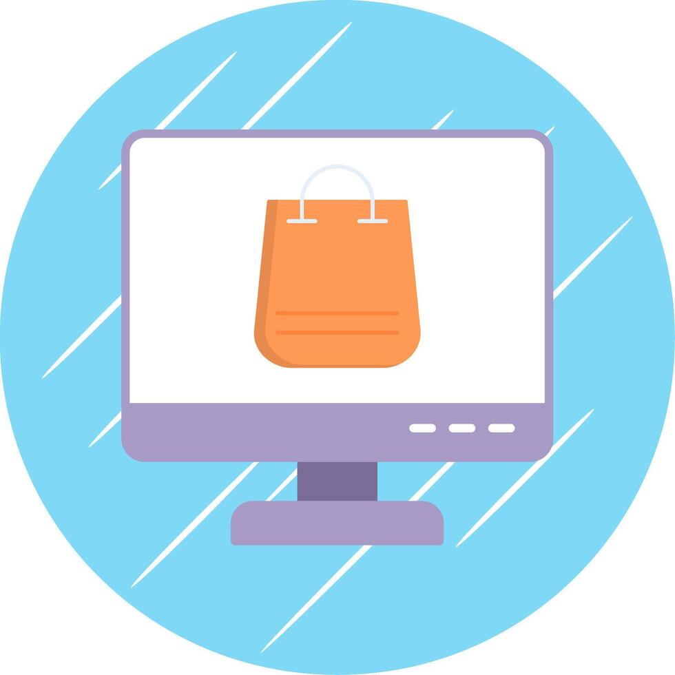 Online Shopping Flat Blue Circle Icon vector