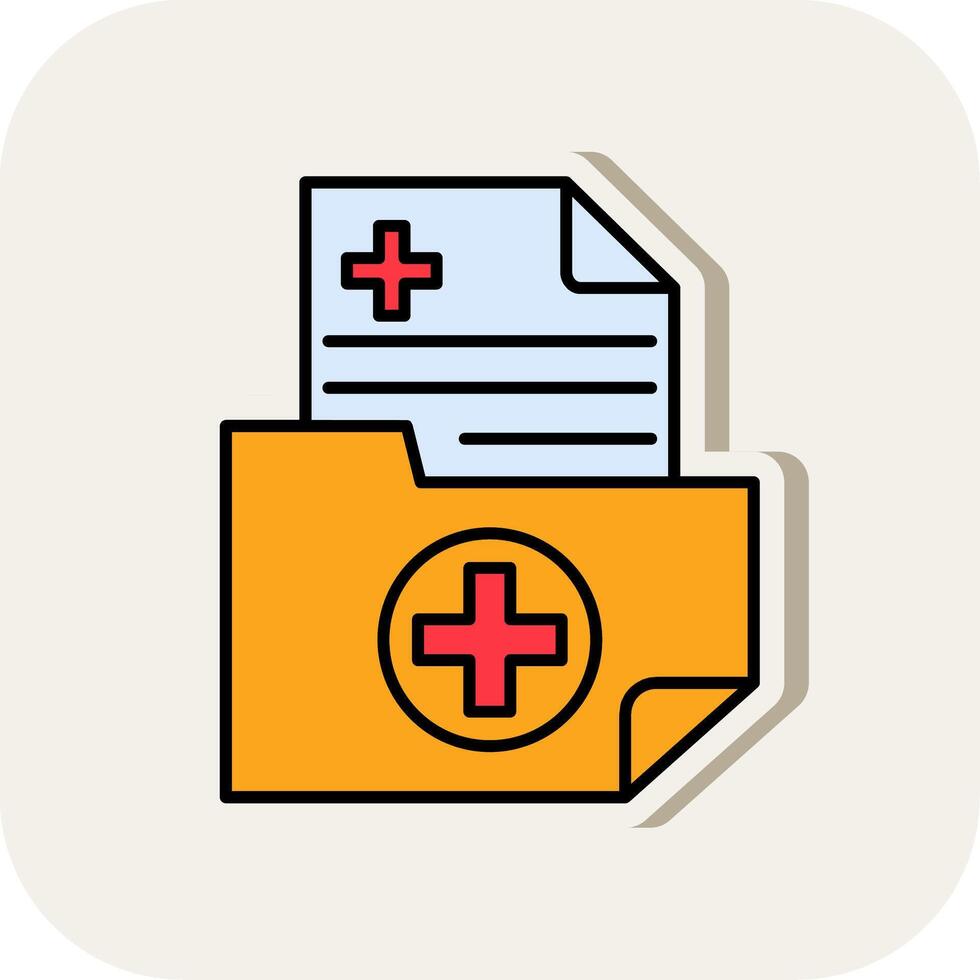 Medical Folder Line Filled White Shadow Icon vector