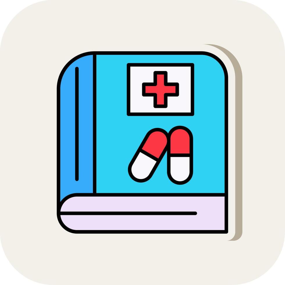 Medical Book Line Filled White Shadow Icon vector