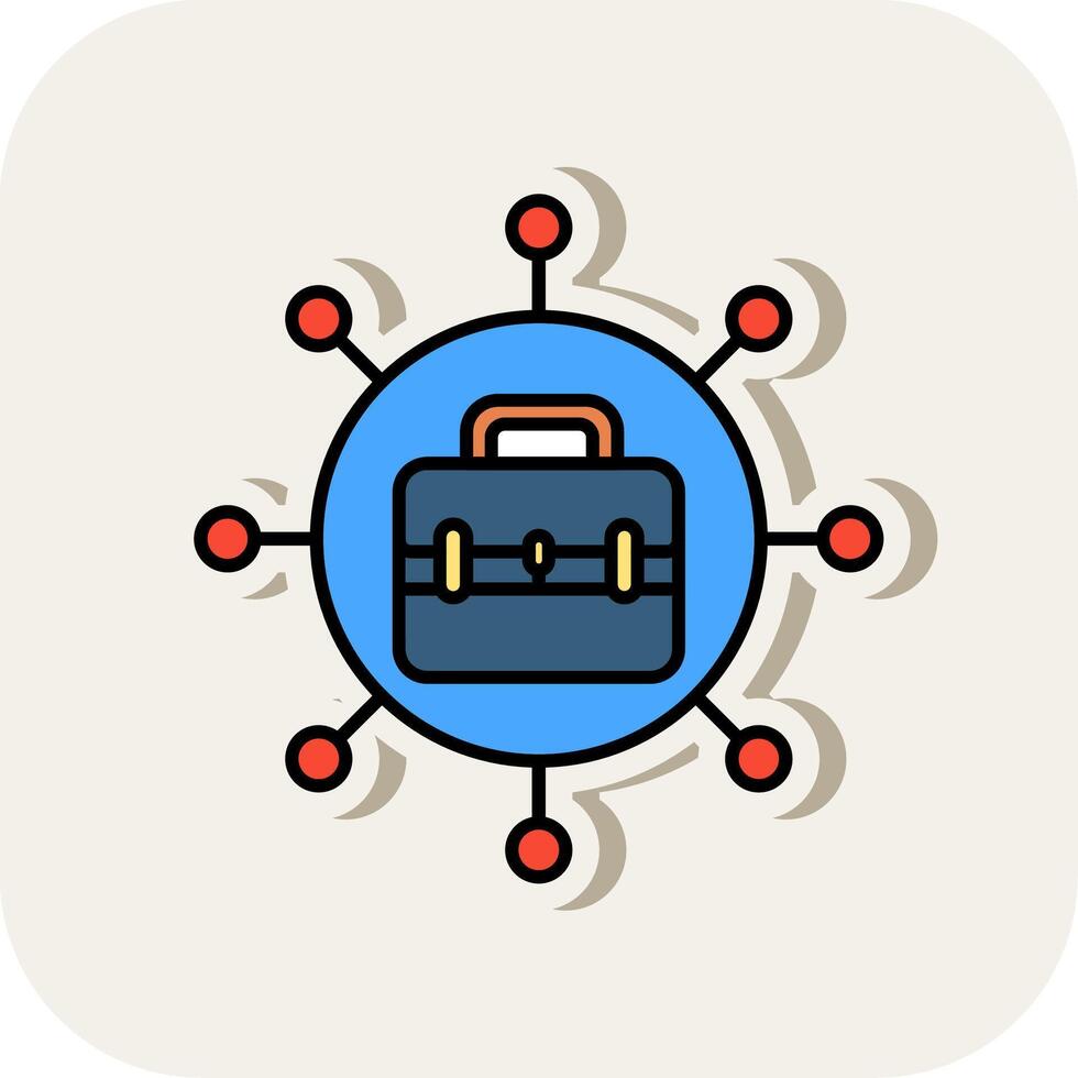 Briefcase Line Filled White Shadow Icon vector