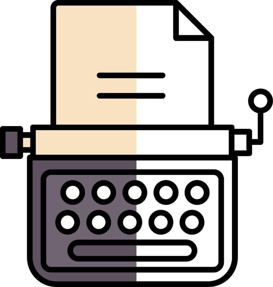 máquina de escribir lleno medio cortar icono vector
