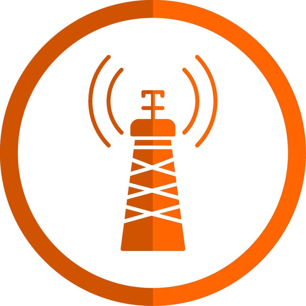 señal torre glifo naranja circulo icono vector