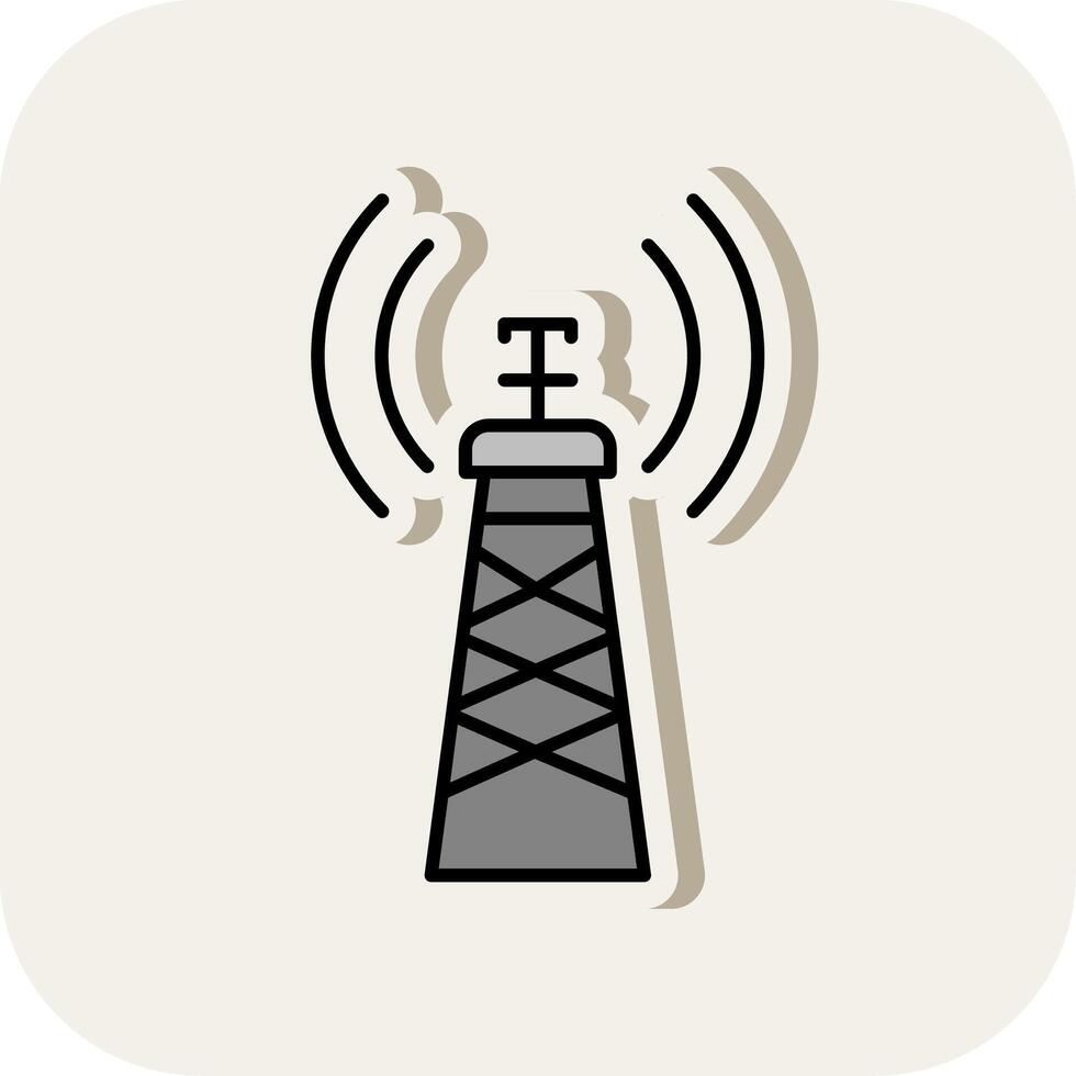 Signal Tower Line Filled White Shadow Icon vector