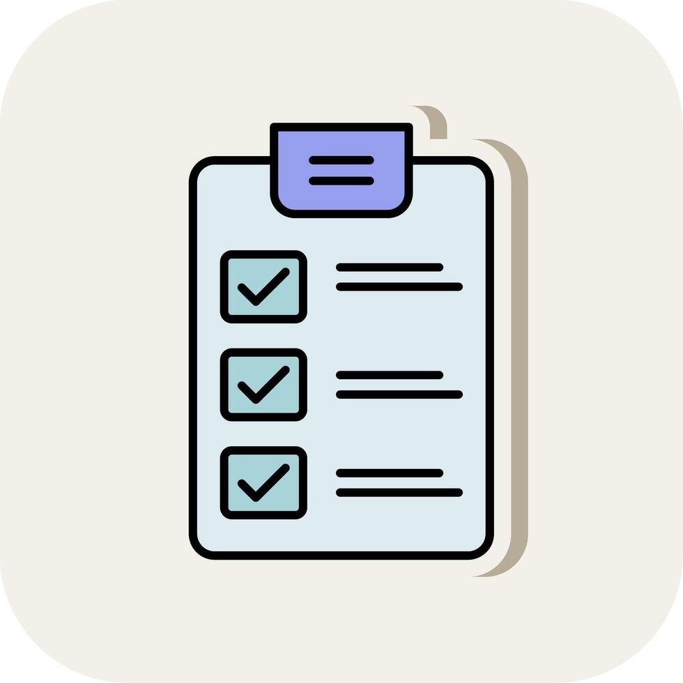 Checklist Line Filled White Shadow Icon vector