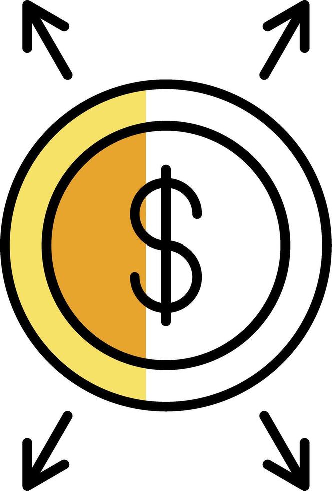 Dollar Filled Half Cut Icon vector
