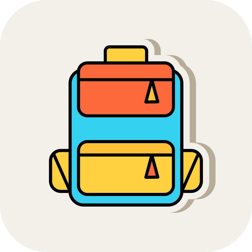 Backpack Line Filled White Shadow Icon vector