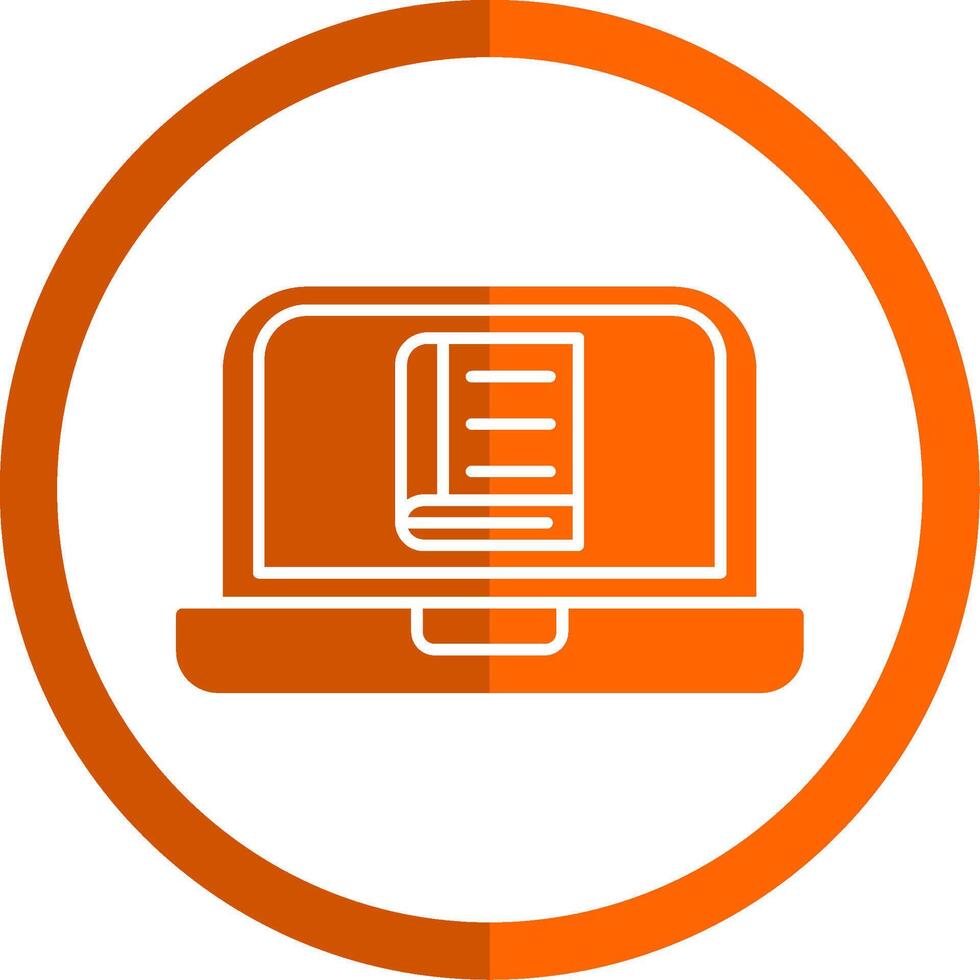 Online Learning Glyph Orange Circle Icon vector