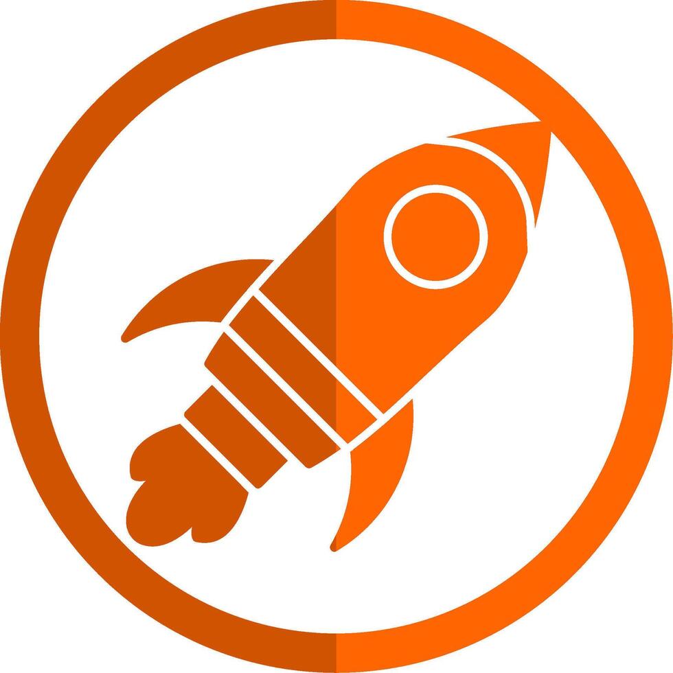 Rocket Glyph Orange Circle Icon vector