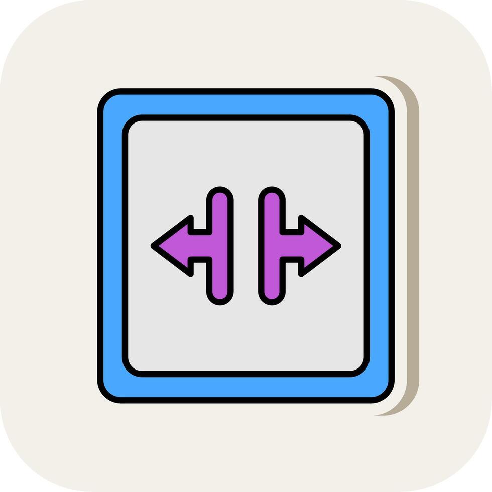 Width Line Filled White Shadow Icon vector