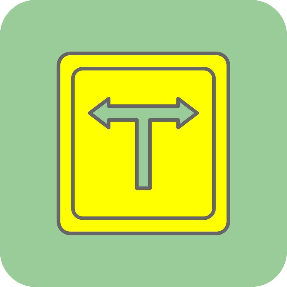 T Junction Filled Yellow Icon vector