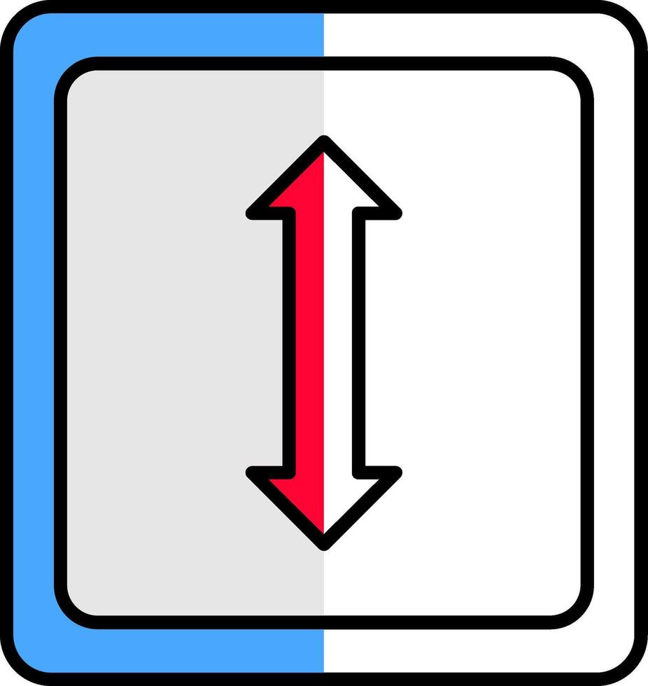 doble flecha lleno medio cortar icono vector