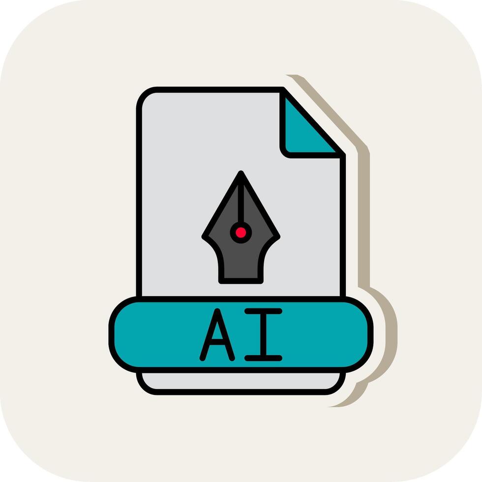 Ai Line Filled White Shadow Icon vector