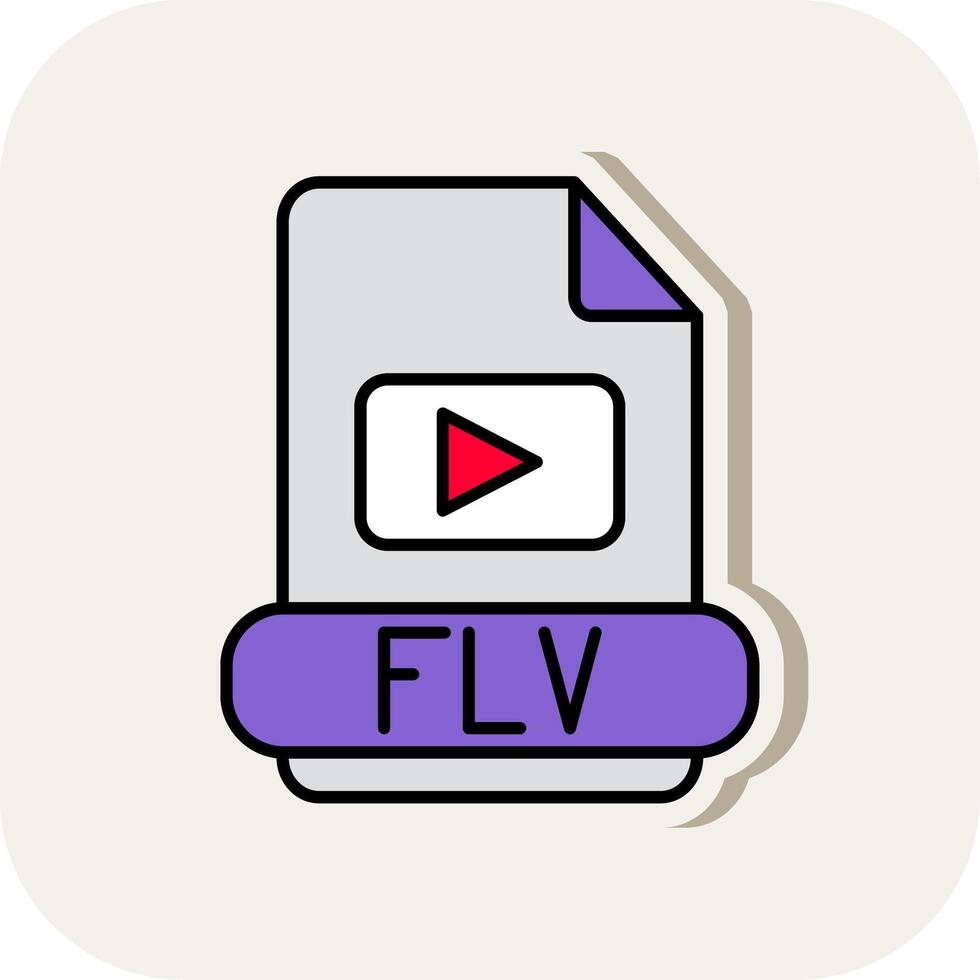 flv línea lleno blanco sombra icono vector