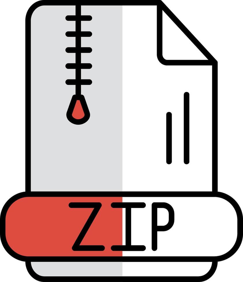 Zip Filled Half Cut Icon vector