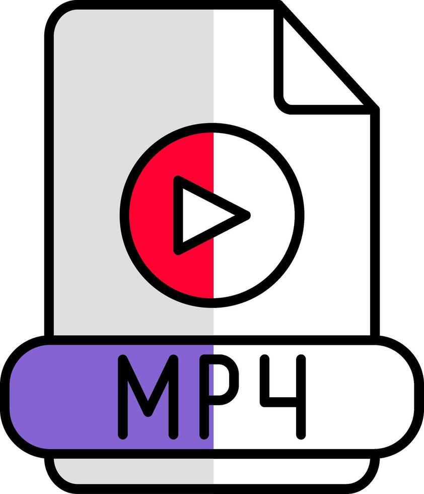 mp4 lleno medio cortar icono vector