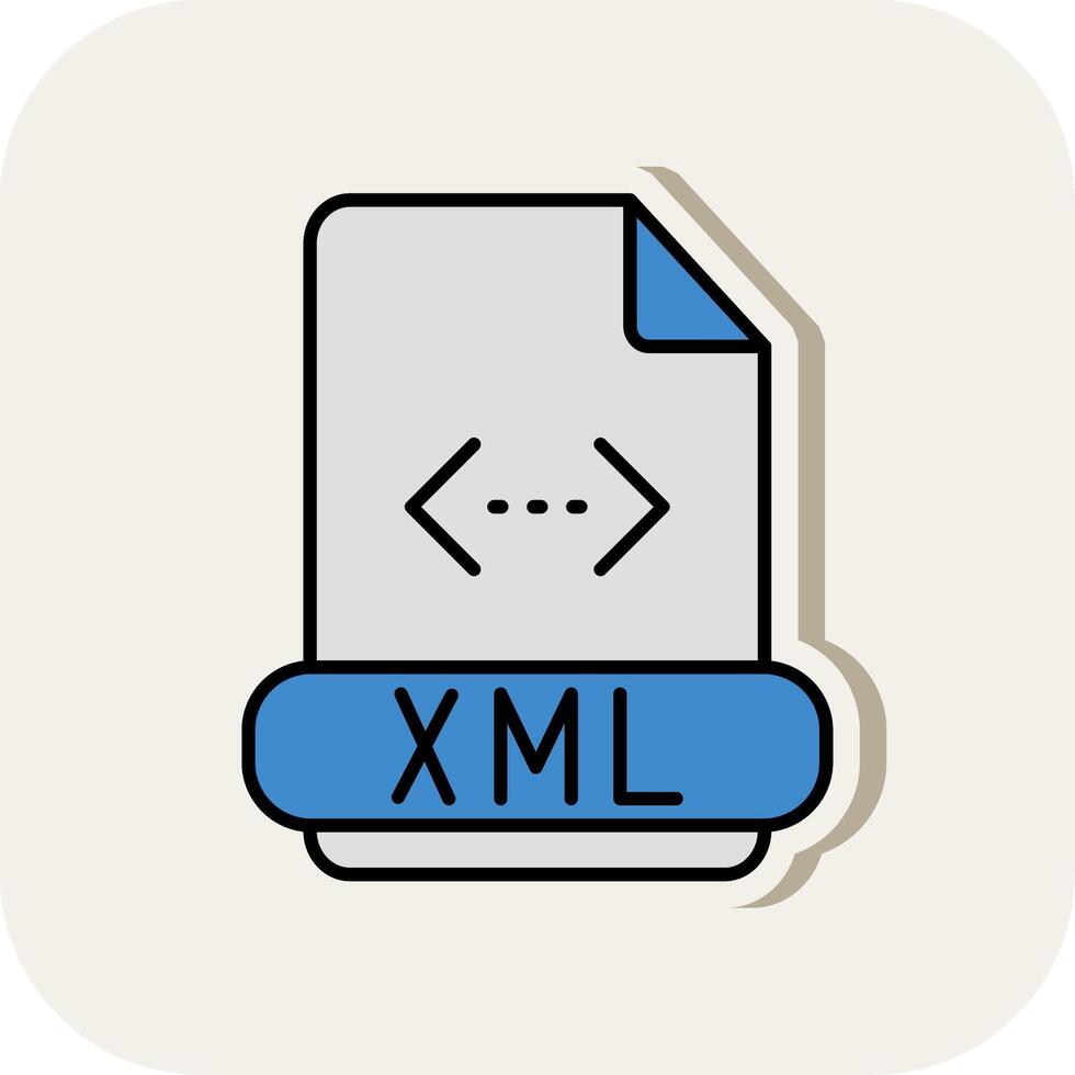 Xml Line Filled White Shadow Icon vector