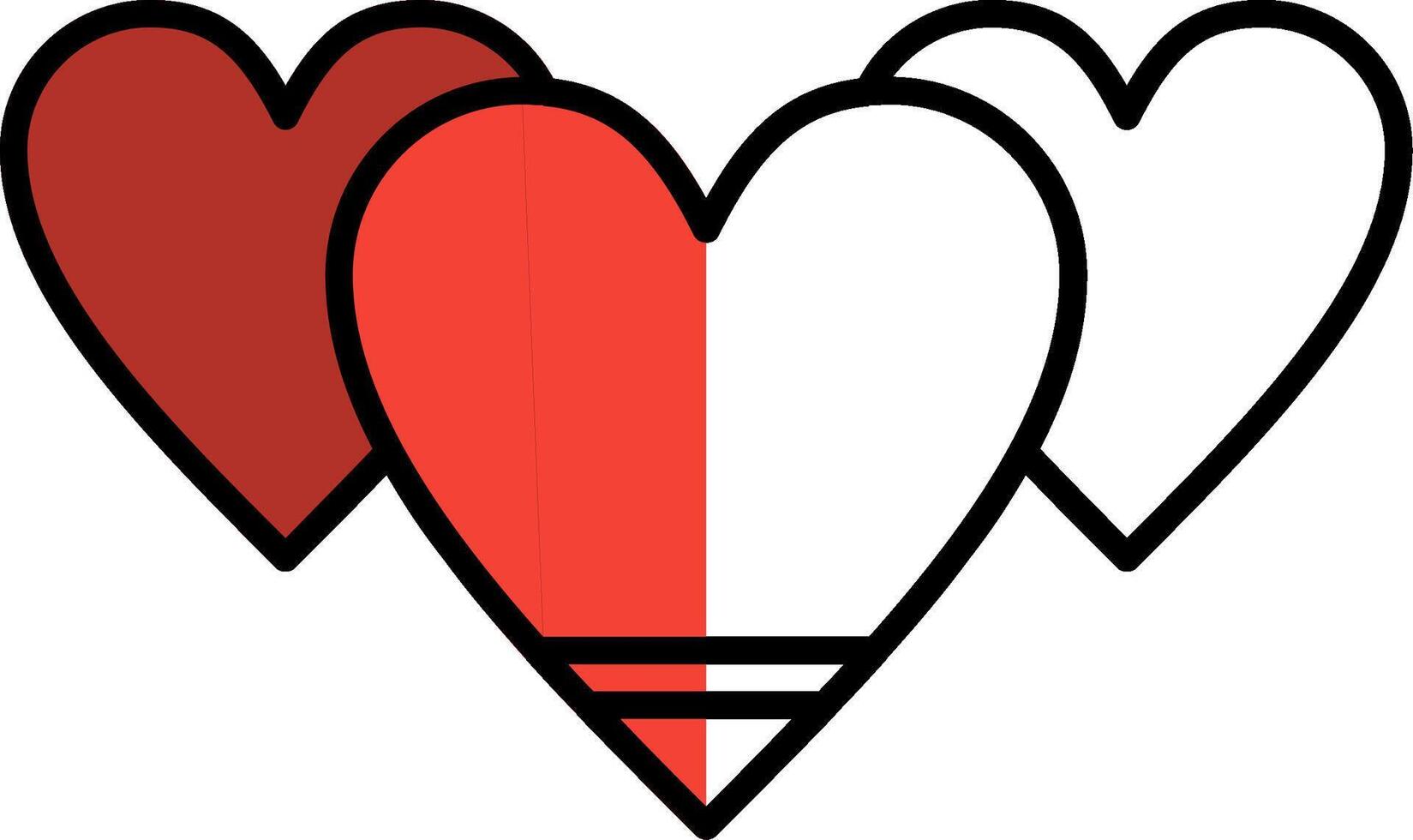 Heart Filled Half Cut Icon vector