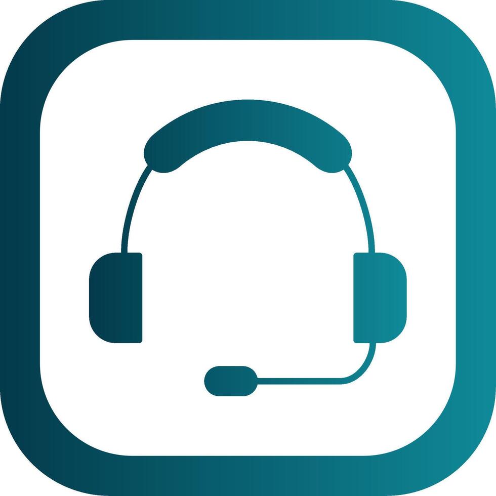 Headset Glyph Gradient Round Corner Icon vector