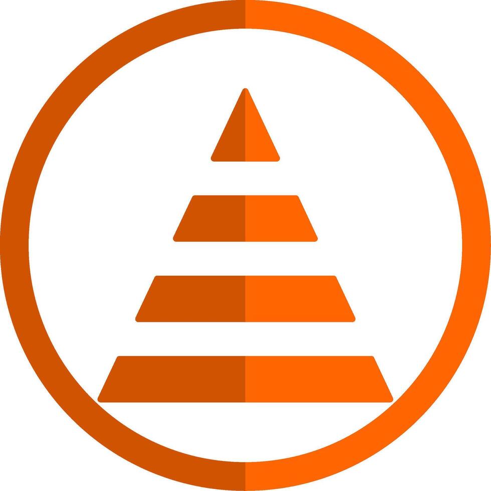 pirámide glifo naranja circulo icono vector