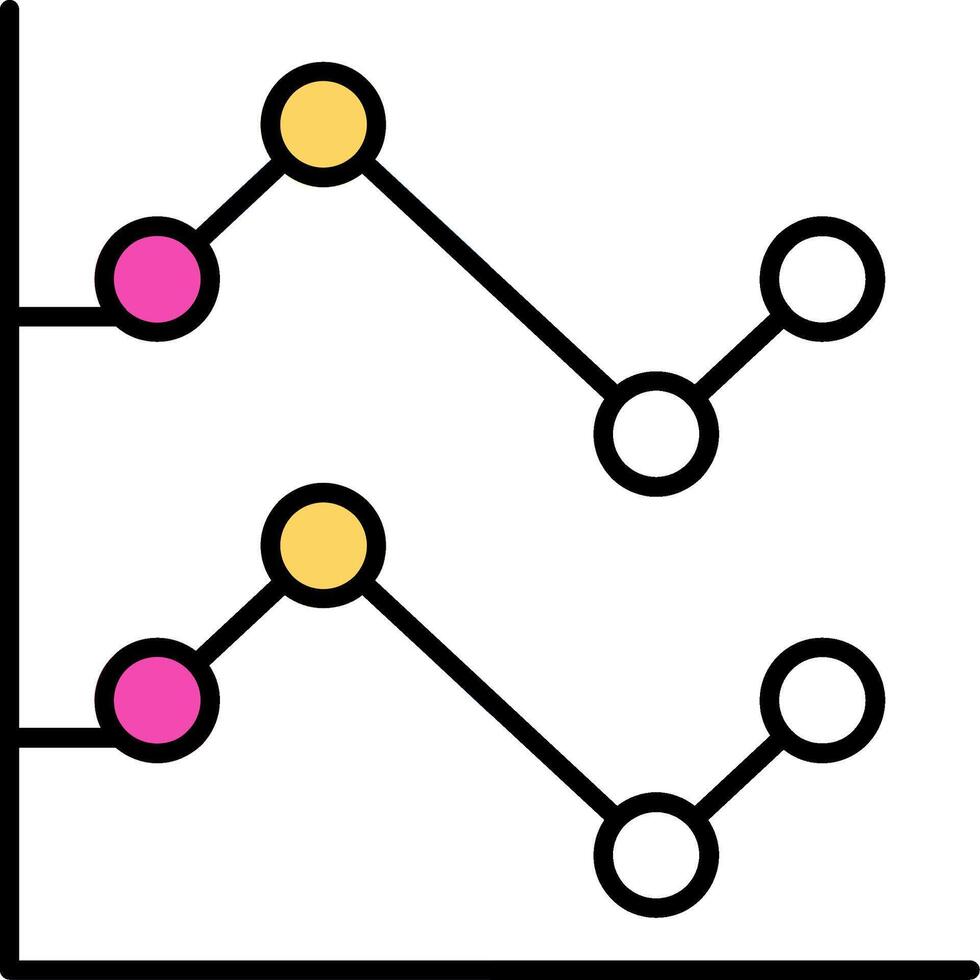 Line Chart Filled Half Cut Icon vector