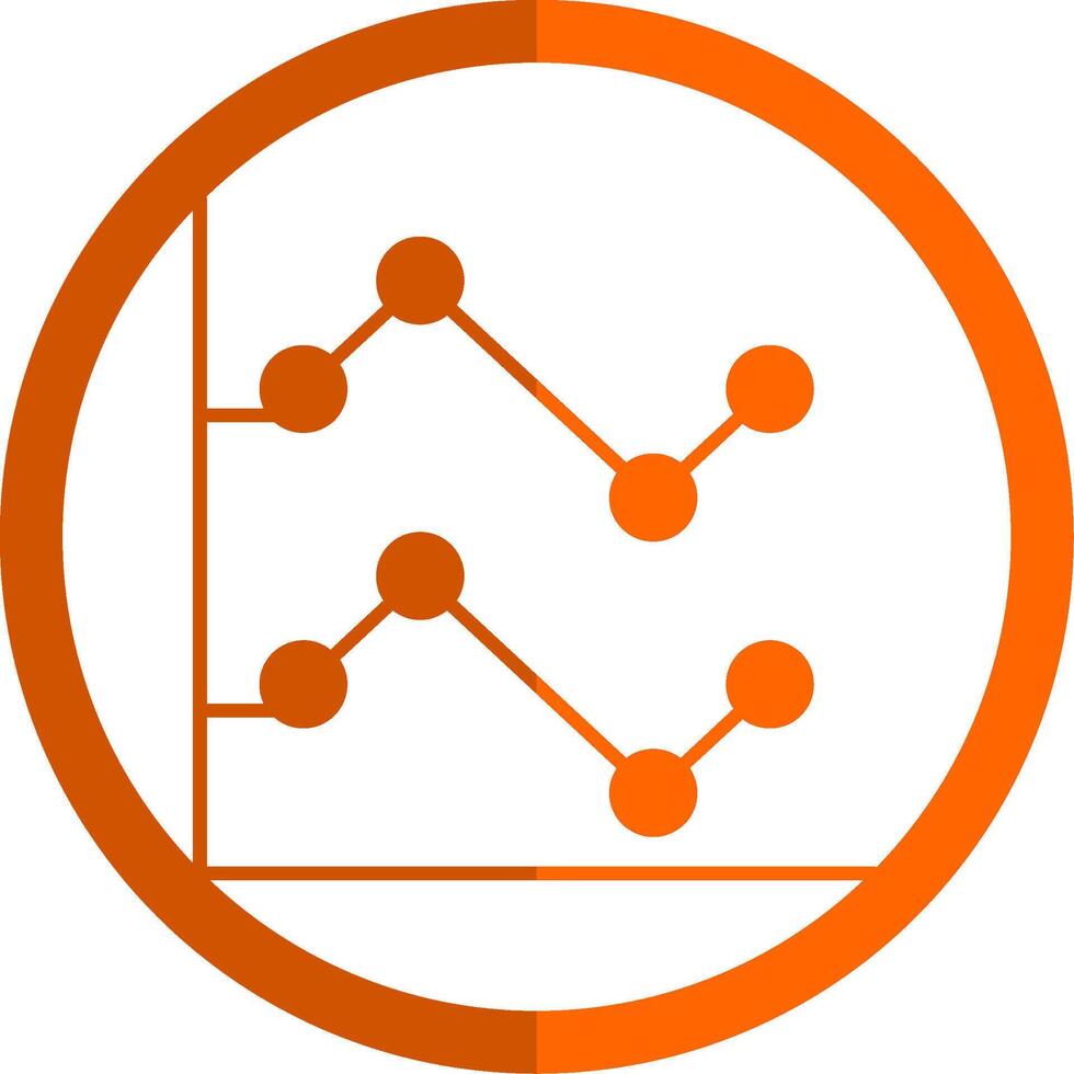 Line Chart Glyph Orange Circle Icon vector