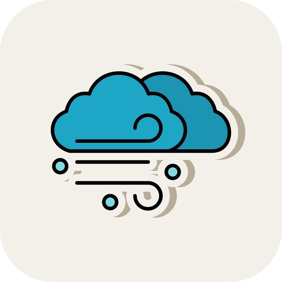 Windy Line Filled White Shadow Icon vector