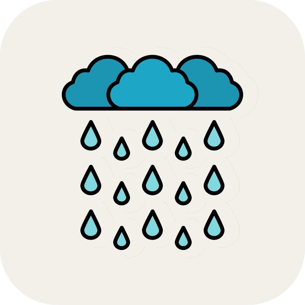 Heavy Rain Line Filled White Shadow Icon vector