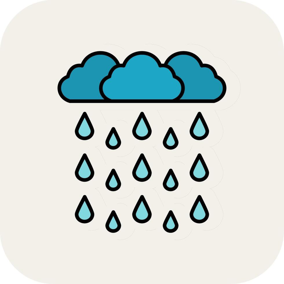 pesado lluvia línea lleno blanco sombra icono vector