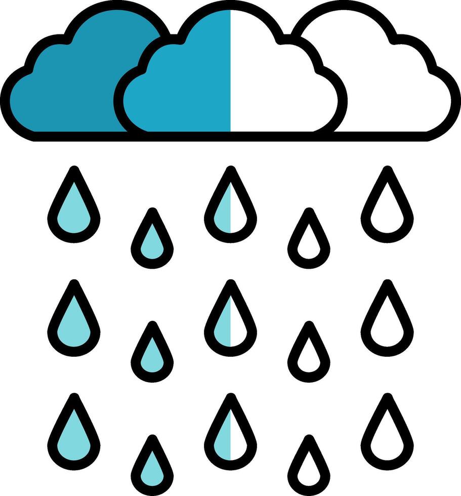 Heavy Rain Filled Half Cut Icon vector