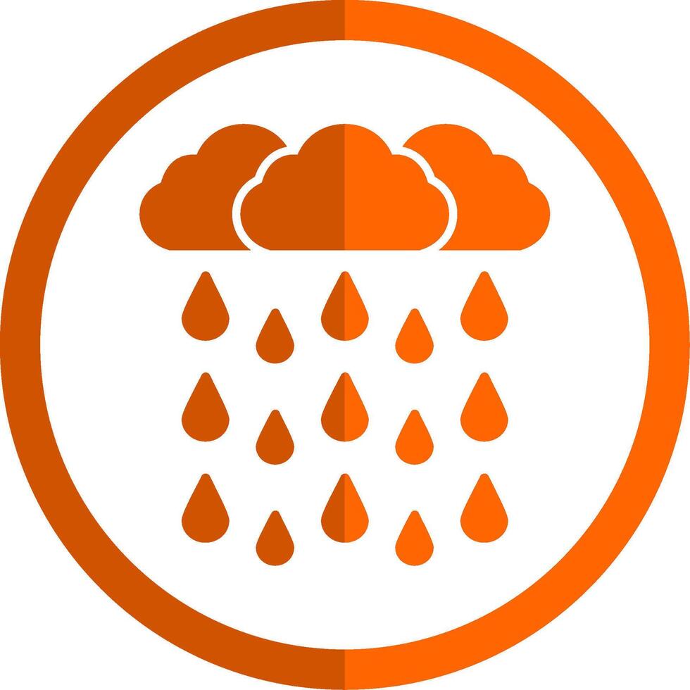 Heavy Rain Glyph Orange Circle Icon vector