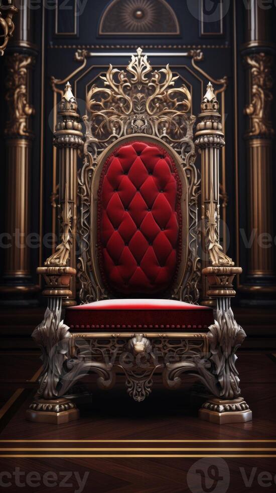 Throne With Red Cushion. . photo