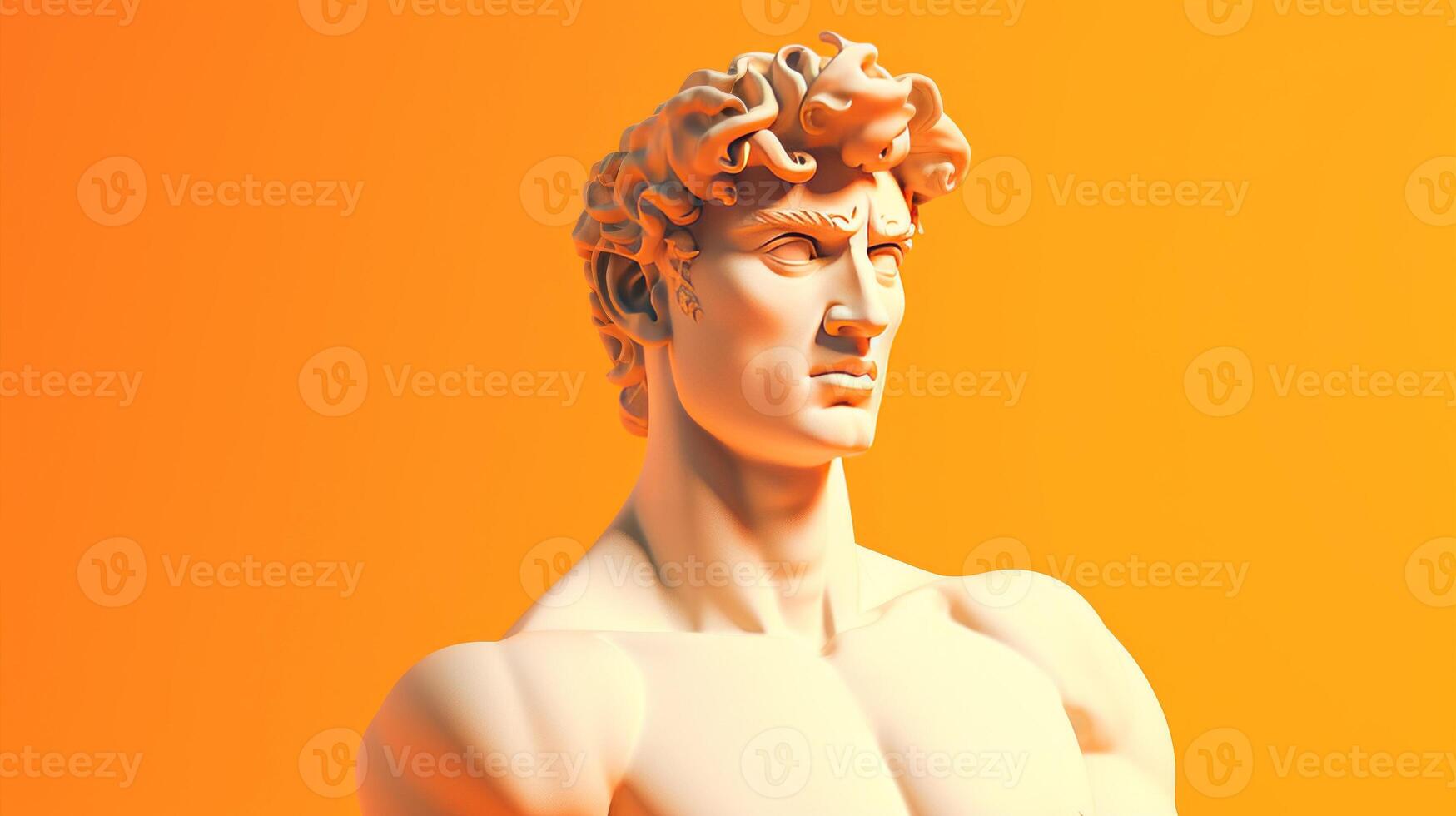 Close-Up of Statue With Curly-Haired Man. . photo