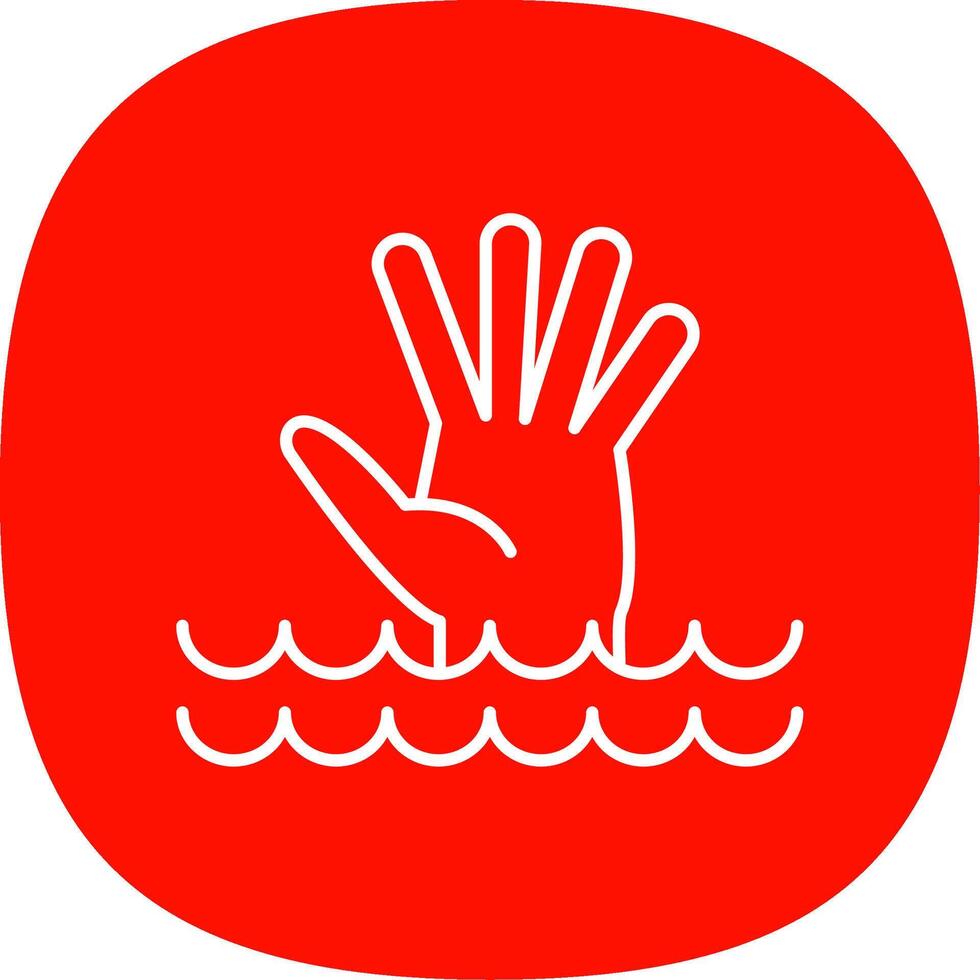 Drowning Line Curve Icon vector