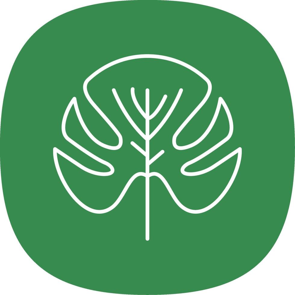 Monstera Line Curve Icon vector