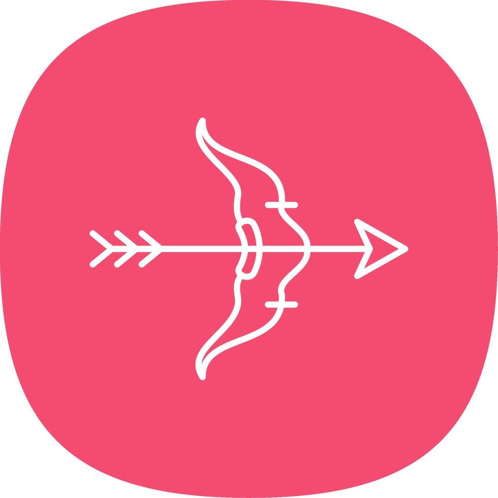 Bow And Arrow Line Curve Icon vector