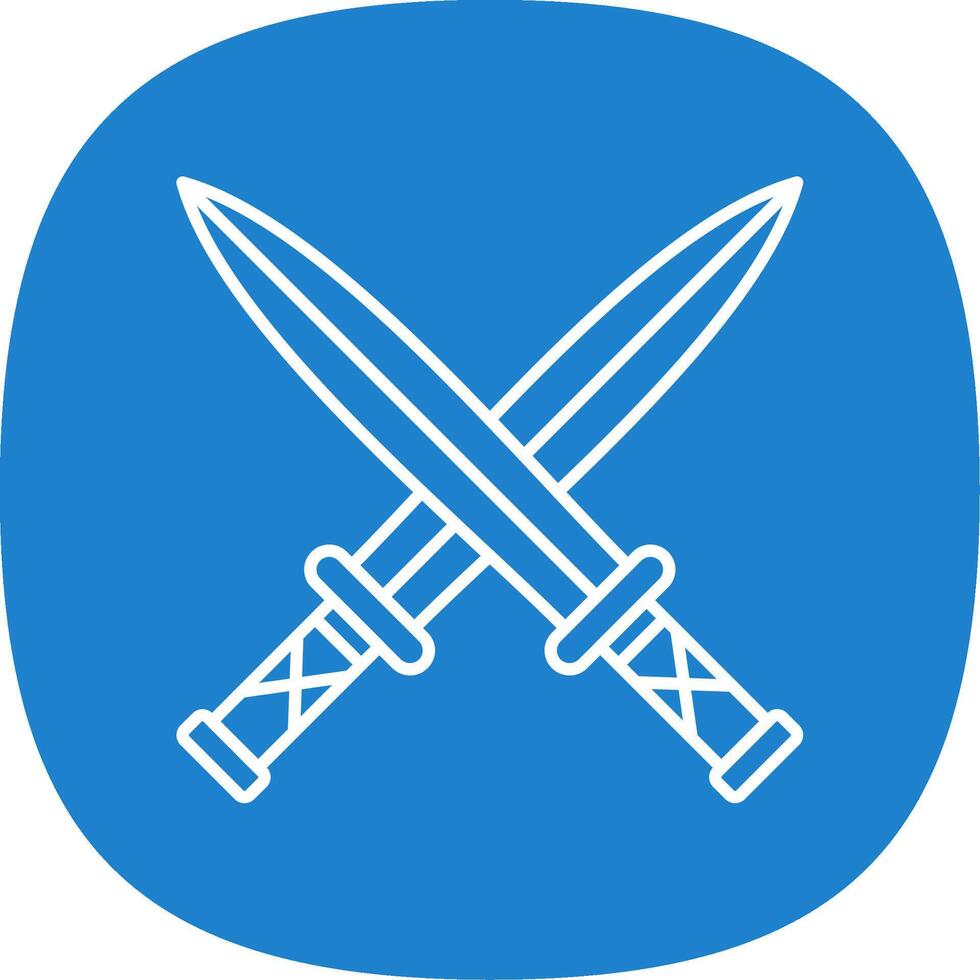 Two Swords Line Curve Icon vector