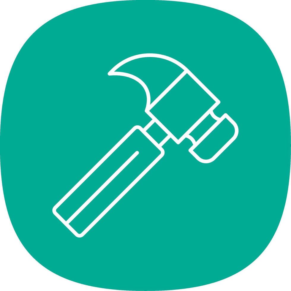 Hammer Line Curve Icon vector