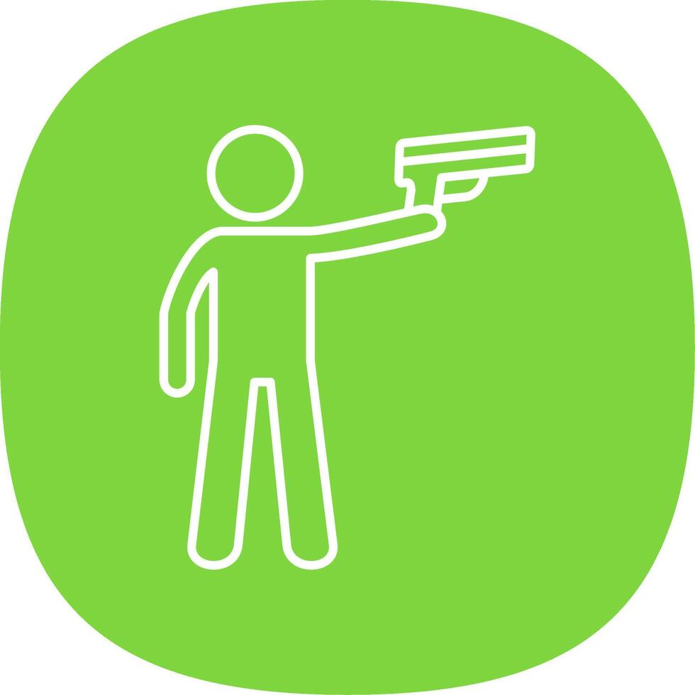 Policeman Holding Gun Line Curve Icon vector