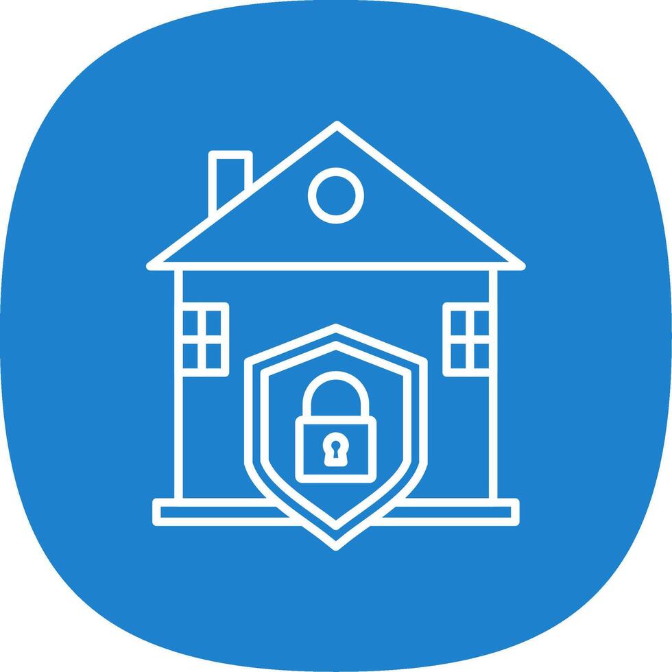 House Protection Line Curve Icon vector