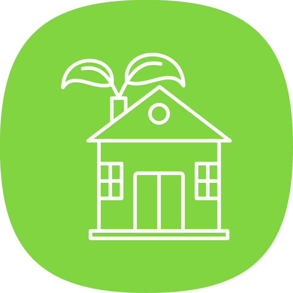 Eco House Line Curve Icon vector