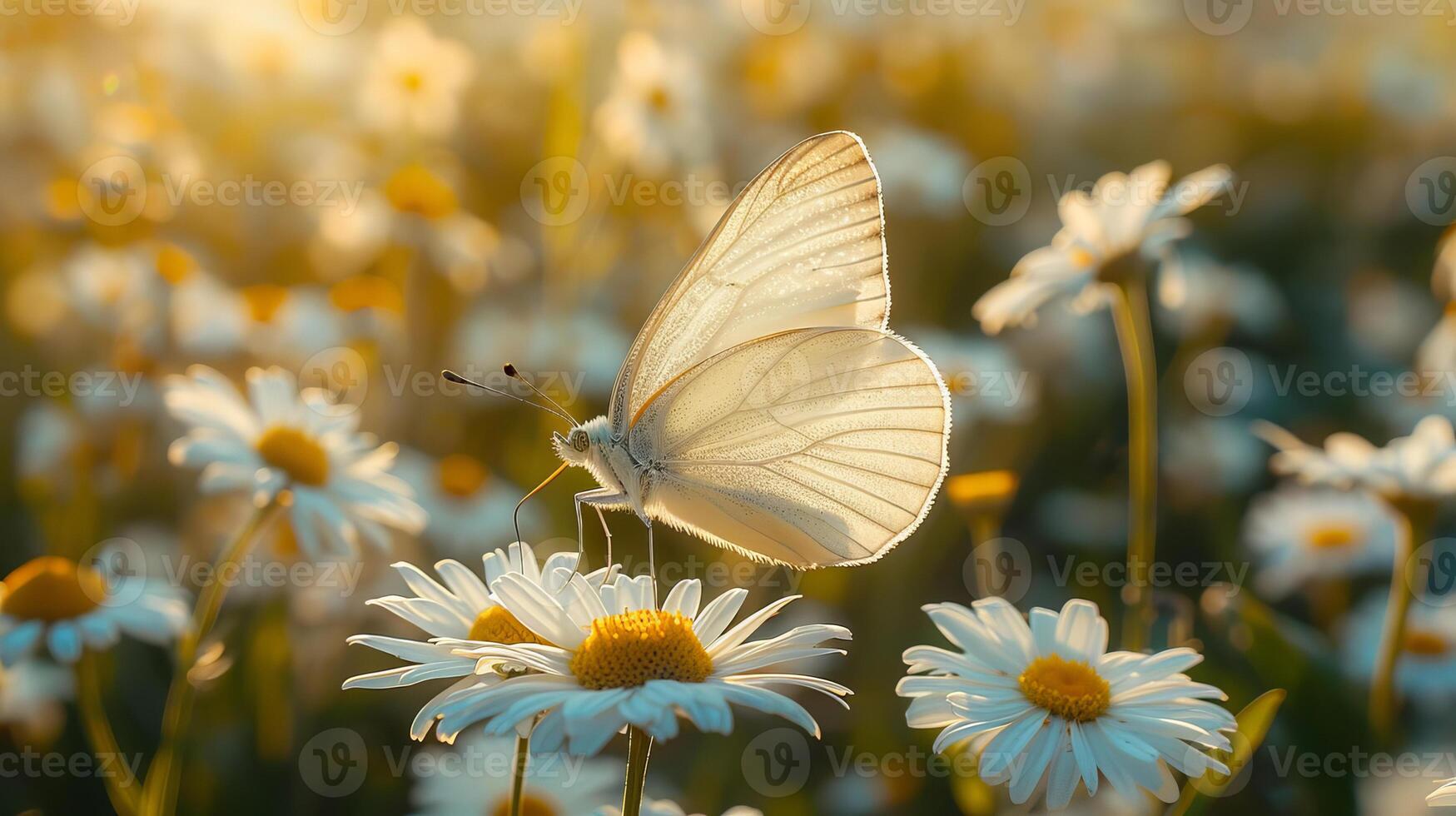 Summer meadow with blooming flowers, herbs and butterflies. photo