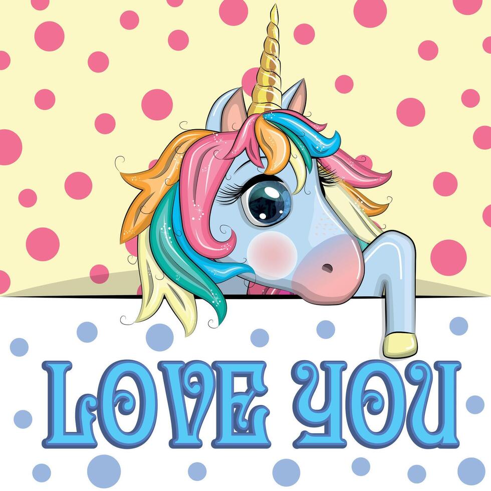 Love you valentine's day greeting card with animal. Cute hero with beautiful eyes, expressive vector