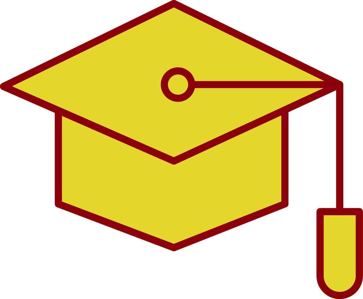 Graduate Hat Line Two Color Icon vector